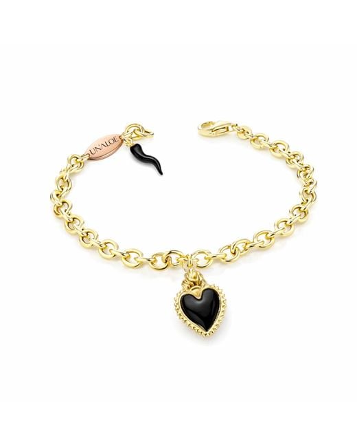 Unaloe Metallic Plated Sterling Bracelet With Heart & Cornicello – Luxury Protective Jewelry For