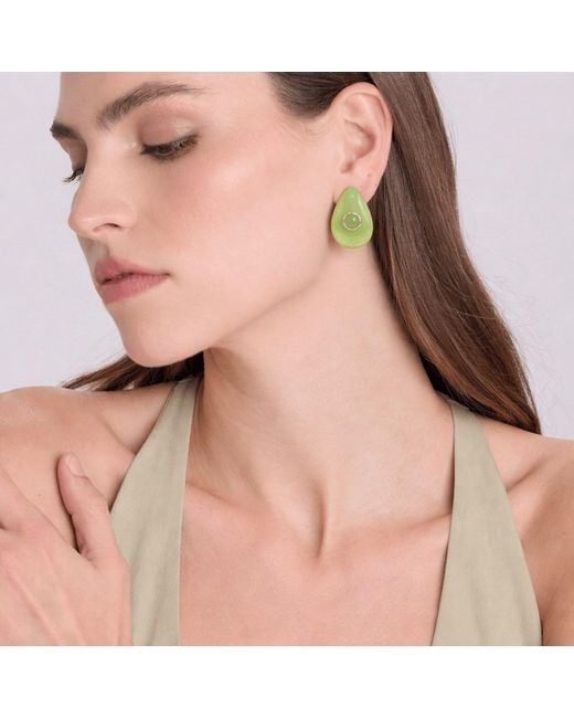Michael Nash Jewelry Green Rosamund Jade Resin Pierced Earrings