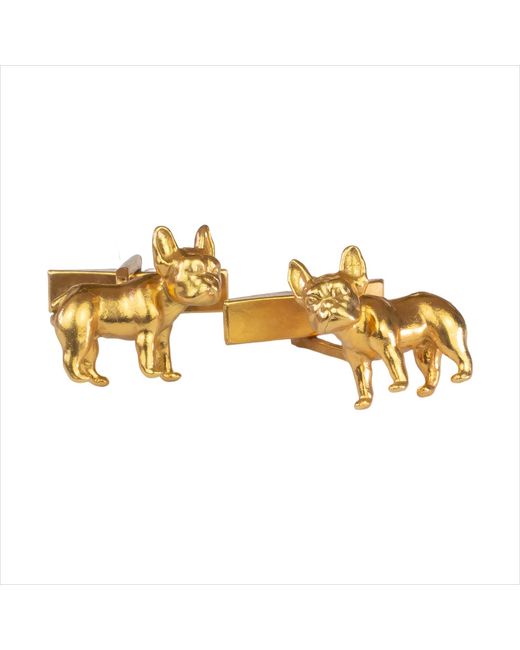 Simon Kemp Jewellers Metallic French Bulldog Cufflinks Eighteen Carat On Solid Sterling for men