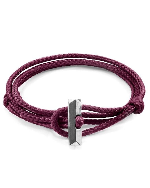 Anchor and Crew Purple Aubergine Oxford & Rope Bracelet for men
