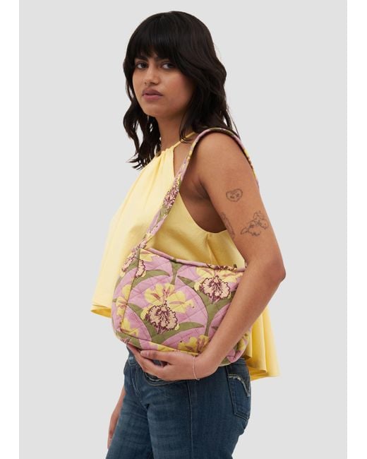 Manuela Cabrales Pink Trianae Block Print Shoulder Bag