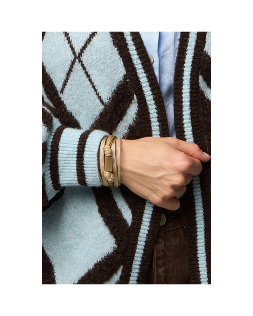 Saachi Metallic Rectangle Charm Cord Taupe Bracelet
