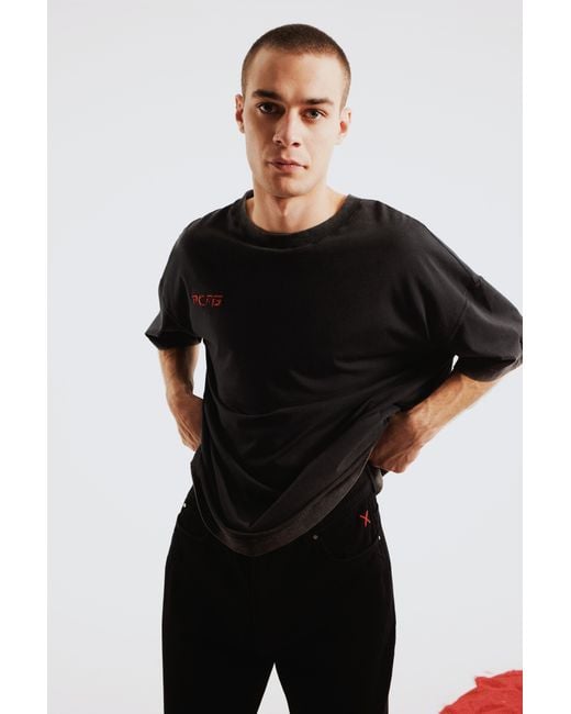 Pcfg Gray Acid Washed Track Tee for men