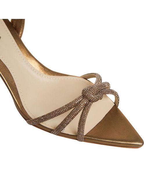 Ginissima Metallic Daisy Crystals And Leather Sandals Lower Heel