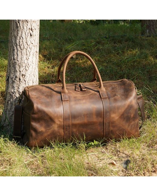 Touri Black Genuine Leather Holdall for men
