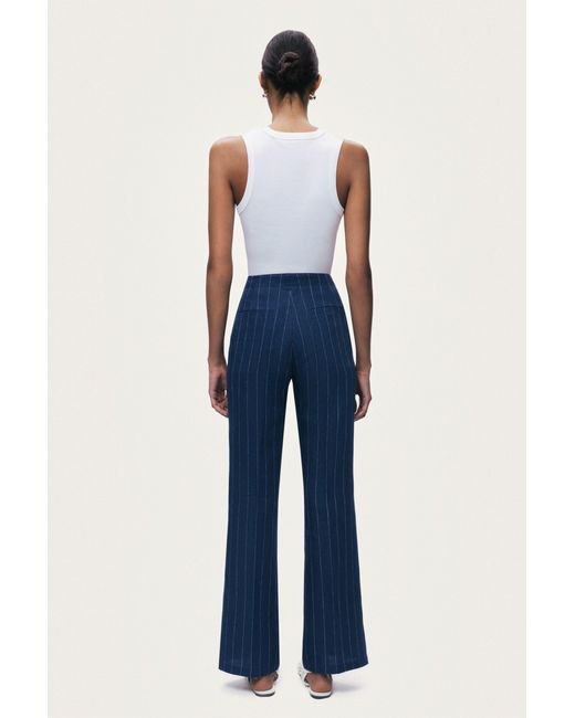 Nocturne Blue Pinstripe Wide Leg Trousers
