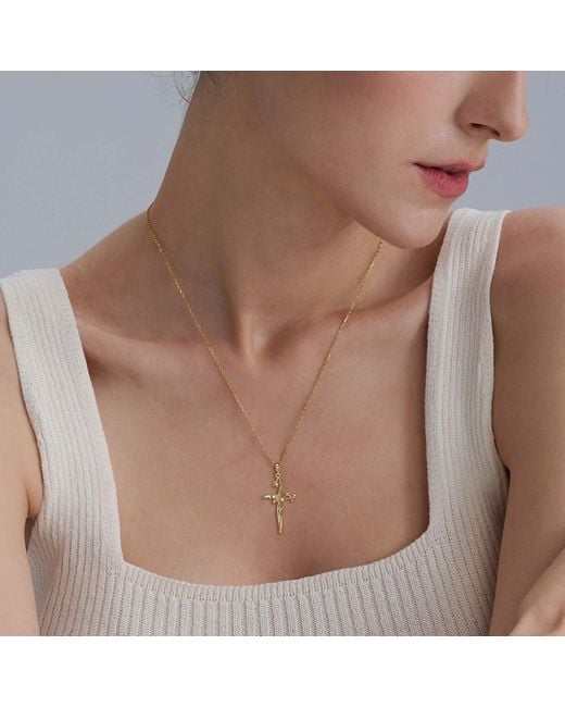 Vanimy Metallic Floral Cross January Snowdrop Birth Flower Necklace