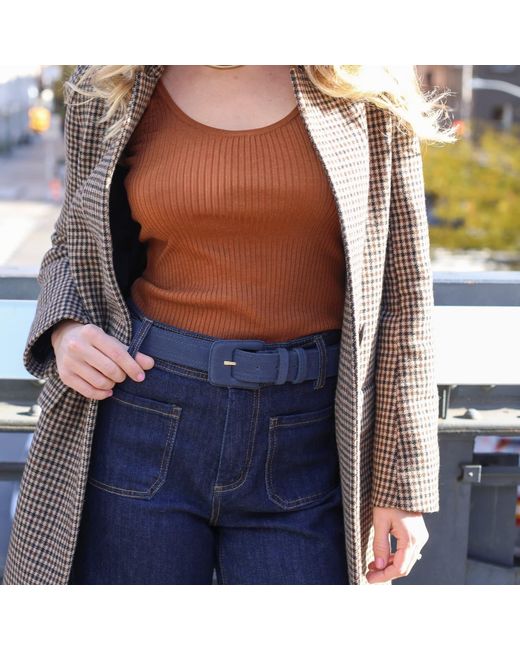 BeltBe Blue Suede Rectangle Buckle Belt