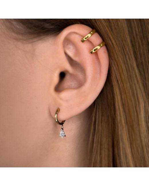 SALLY SKOUFIS Metallic Pure Drop Alchemy Huggie With Made Cz Diamond Stimulant