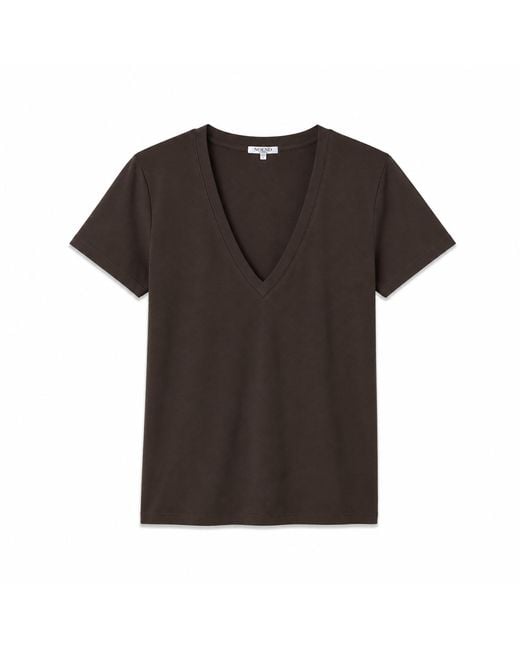 NOEND Black Supima Cotton Deep V-Neck Tee