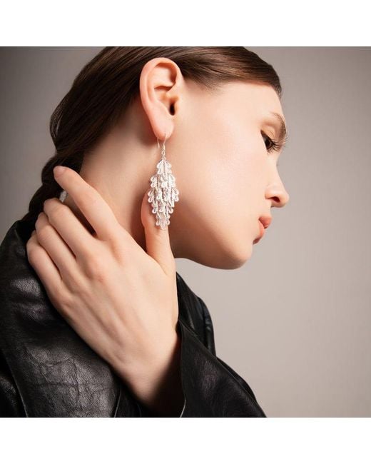 Far East Jewelry White Handcrafted Leaf Shadow Earrings