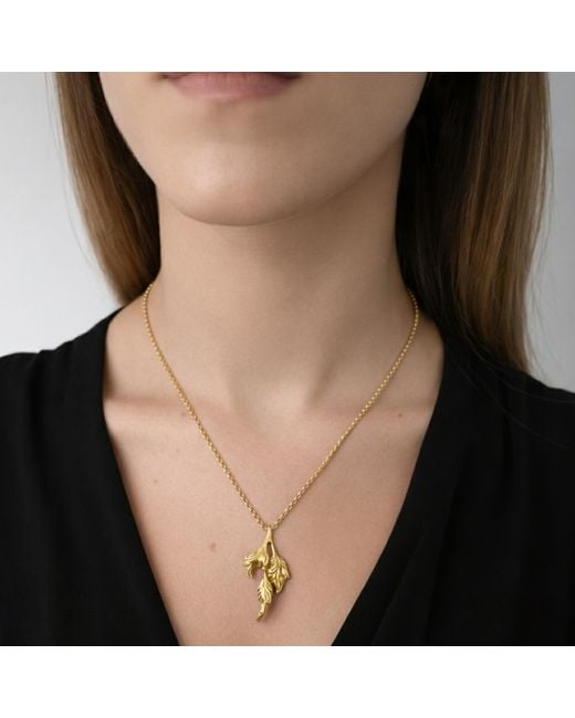 Unaloe Metallic Vermeil Leaf Necklace – Triple Leaf Pendant