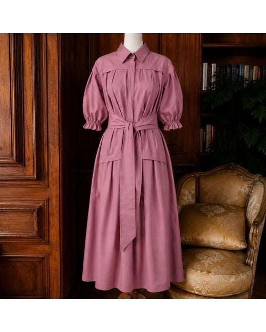 NUMBAT Pink Eleonor Cotton Shirt Dress With Belt