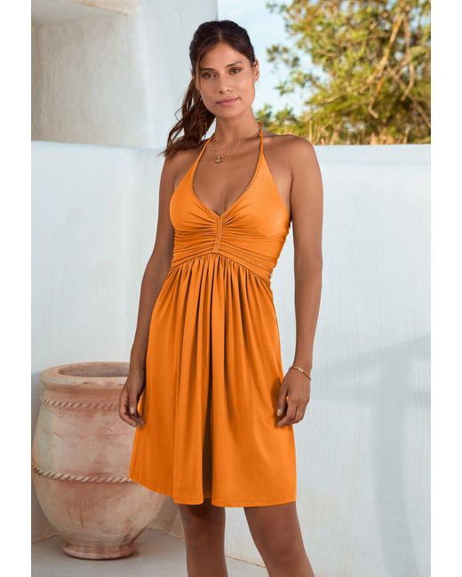 Chic by Lirette Orange Short Halter Dress Natural