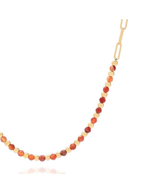 Nellou Jewellery Metallic Carnelian Gem Shine Necklace Plated Sterling