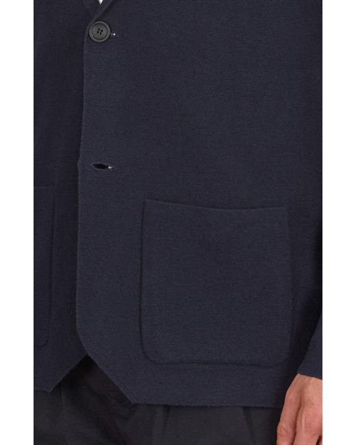 Paul James Knitwear Blue Lightweight Organic Cotton Linen Luca Knitted Blazer for men