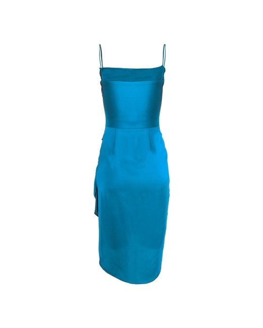 AVENUE No.29 Blue Midi Slip Dress With Side Gathering