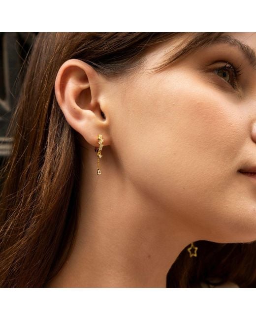 Spero London Metallic Dripping Sterling Huggie Drop Earring
