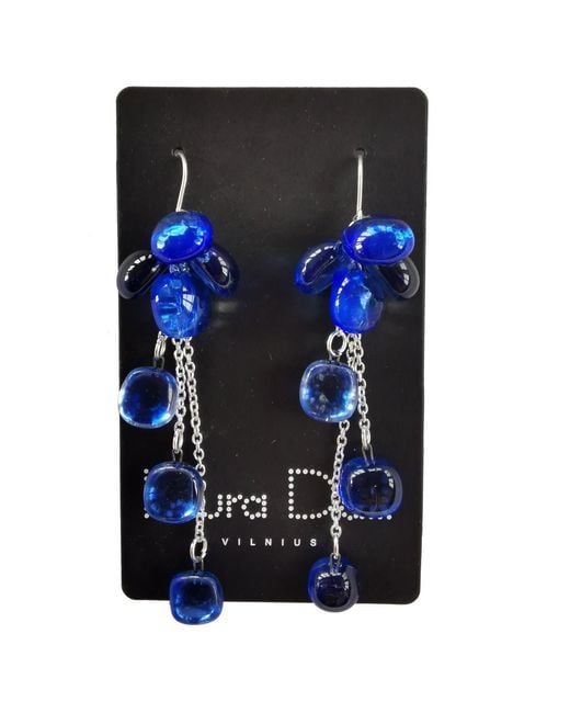 Laura Daili Blue Ocean Glass Cluster Earrings