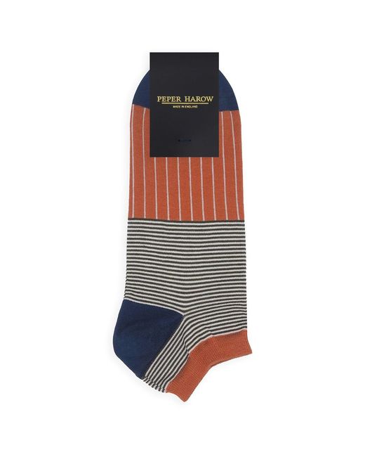 Peper Harow - Made in England Blue Oxford Stripe & Trainer Socks Bundle for men