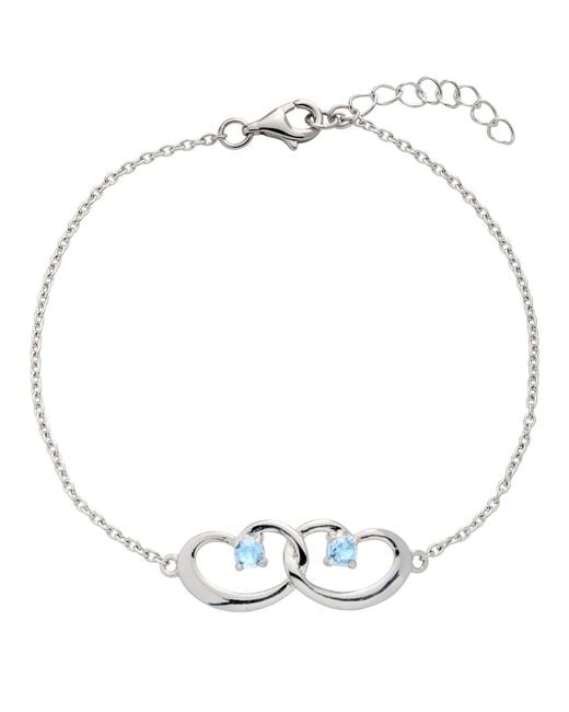 Belinda Jewelz Metallic Aquamarine Interlocked Hearts Bracelet