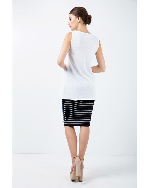 Conquista Blue Fitted Striped Skirt