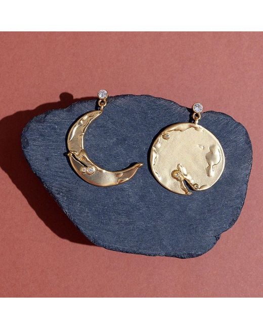 Rare Matters Jewelry Metallic Sun And Moon Mismatched Earrings