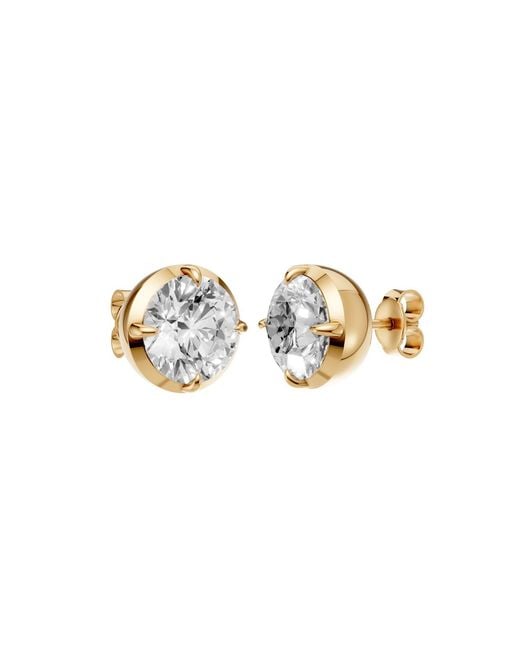 Aya Fine Jewelry Metallic 4 Carat Round Lab Grown Diamond Stud Earrings