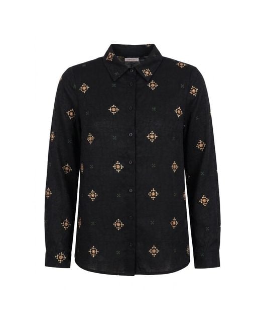 Traffic People Black Sacred Silence Embroidered Graft Shirt