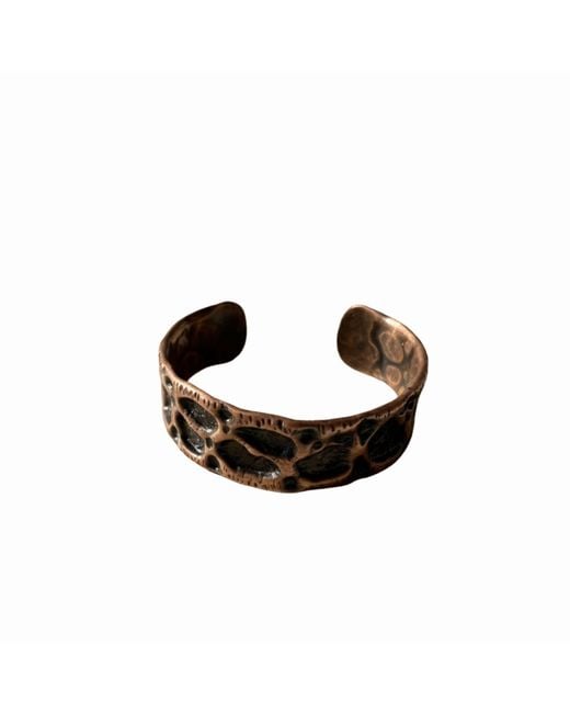 Anatoliacraft Multicolor Textured Oxidised Copper Wide Open Cuff Bracelet
