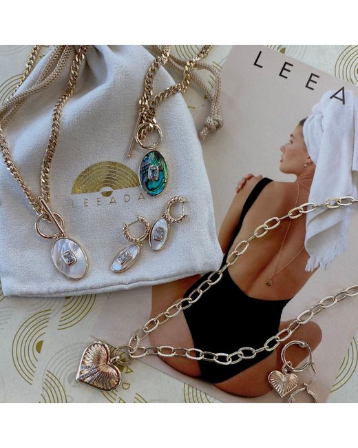 Leeada Jewelry Metallic Juno Pendant Earrings Mother Of Pearl
