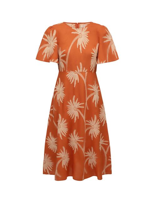 Traffic People Orange Palms Of Promise Rene Dress