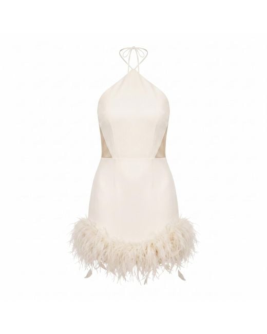 Nomi Fame White Peony Creamy Mini Halter Neck Dress