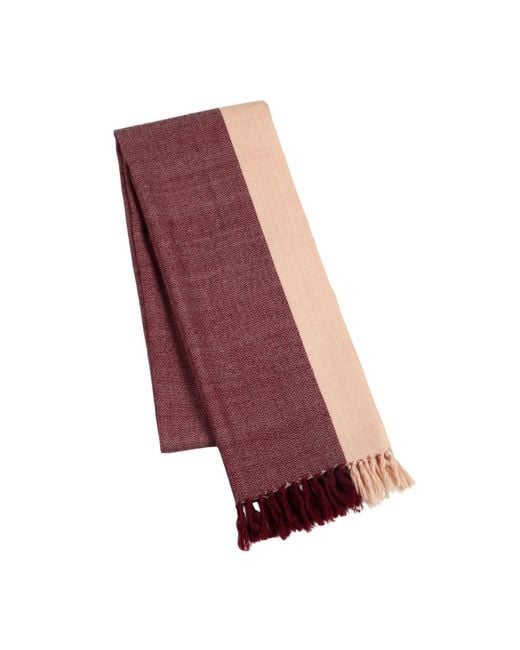 Heritagemoda Red Neutrals Handwoven Wool Scarf – Deep Burgundy Herringbone With Sand Border for men