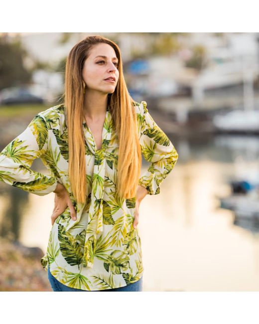 Jennafer Grace Metallic Palma Tie Front Blouse