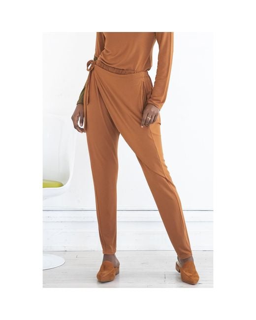carlton jones Brown Bamboo Wrap Pant