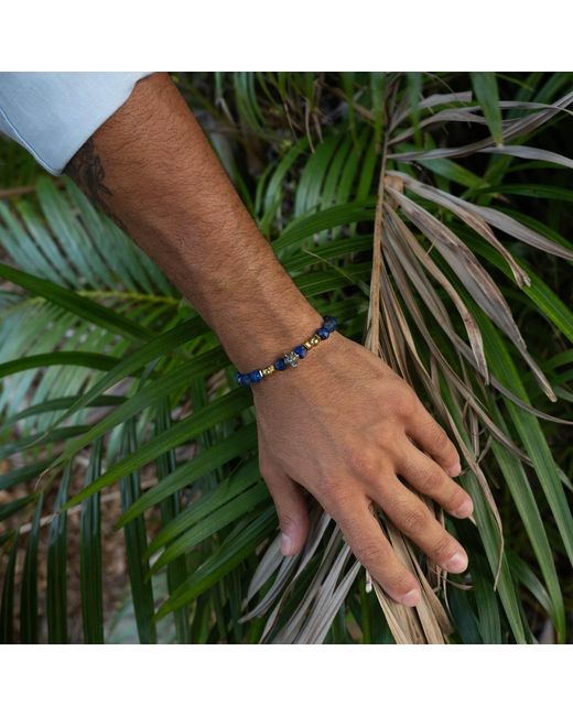Ebru Jewelry Blue Wolf Soul Lapis Lazuli Bracelet for men
