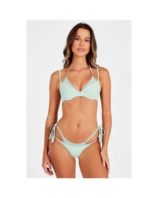 Blackbough Swim Blue Gemini Double-Layer Cheeky Bottoms Peppermint Jacquard