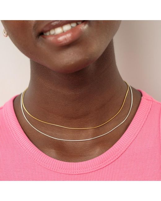 Lily Charmed Metallic Sterling Round Snake Chain Necklace