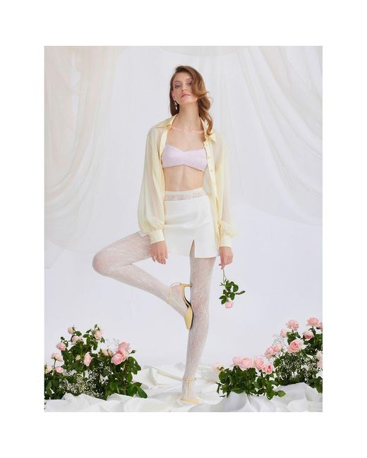 Jnsq (Je Ne Sais Quoi) Natural Chloe Semi-Sheer Silk Shirt