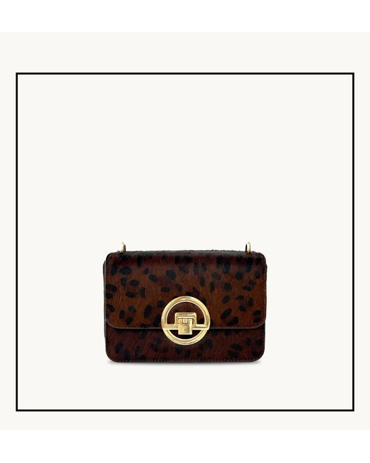 Apatchy London Black The Tilly Dark Leopard Hair-On Leather Bag