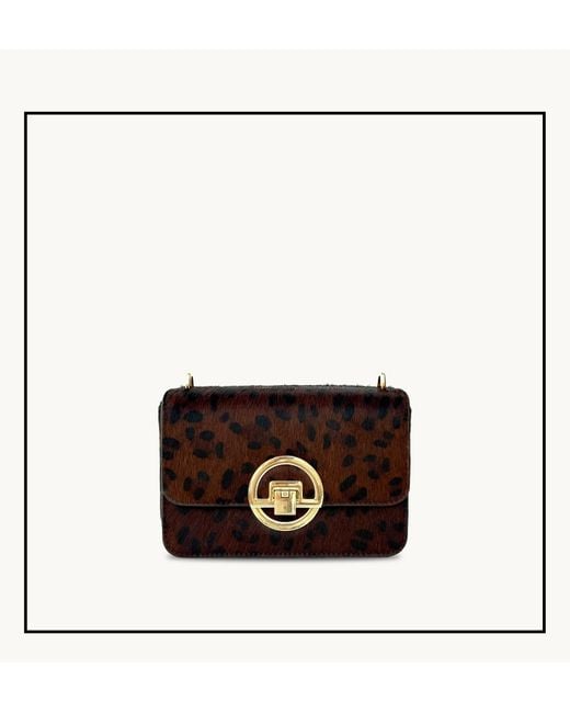 Apatchy London Black The Tilly Dark Leopard Hair-On Leather Bag