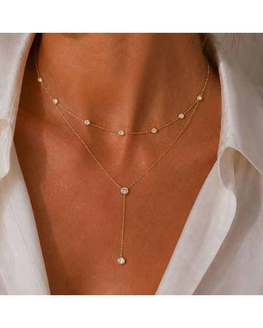 Lily Flo Jewellery Metallic Aurora Diamond Lariat Necklace