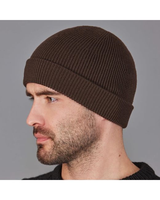 Paul James Knitwear Black Heavyweight 100% Extra Fine Merino Fisherman Beanie