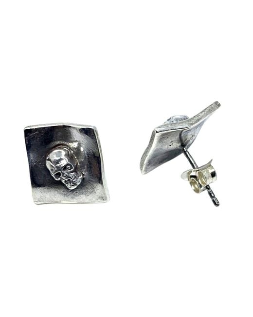 Tg-Jewellery by Tamara Gervasio Green Skull Stud Square Earrings