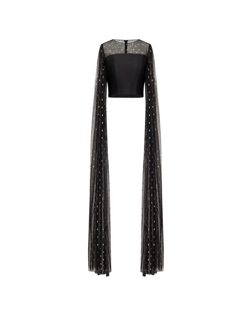 Azzali Black Tulle Top With Oversized Sleeves