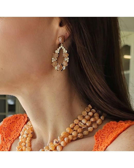 Farra Metallic Sunstone Statement Earrings