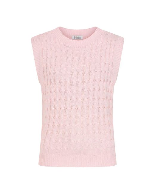 Luella Fashion Pink Fowey Cable Knit Cotton Tank Top Ice