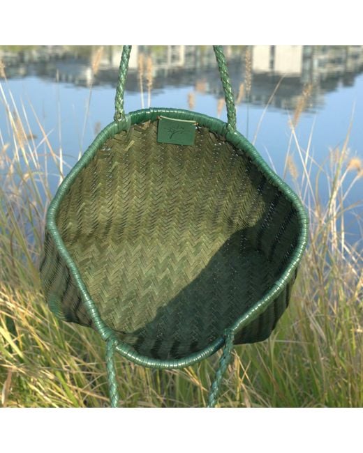 Rimini Green Zigzag Woven Leather Handbag 'viviana' Small Size