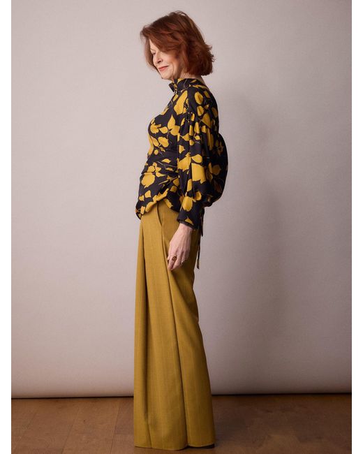 Amanda Thompson Couture Yellow Wren Blouse Silk & Floral